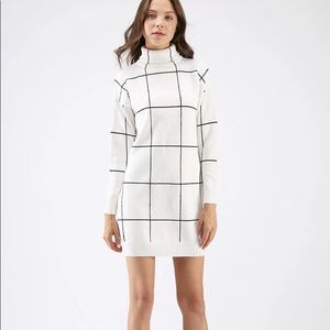 CHICWISH Grid Turtleneck Sweater Dress
